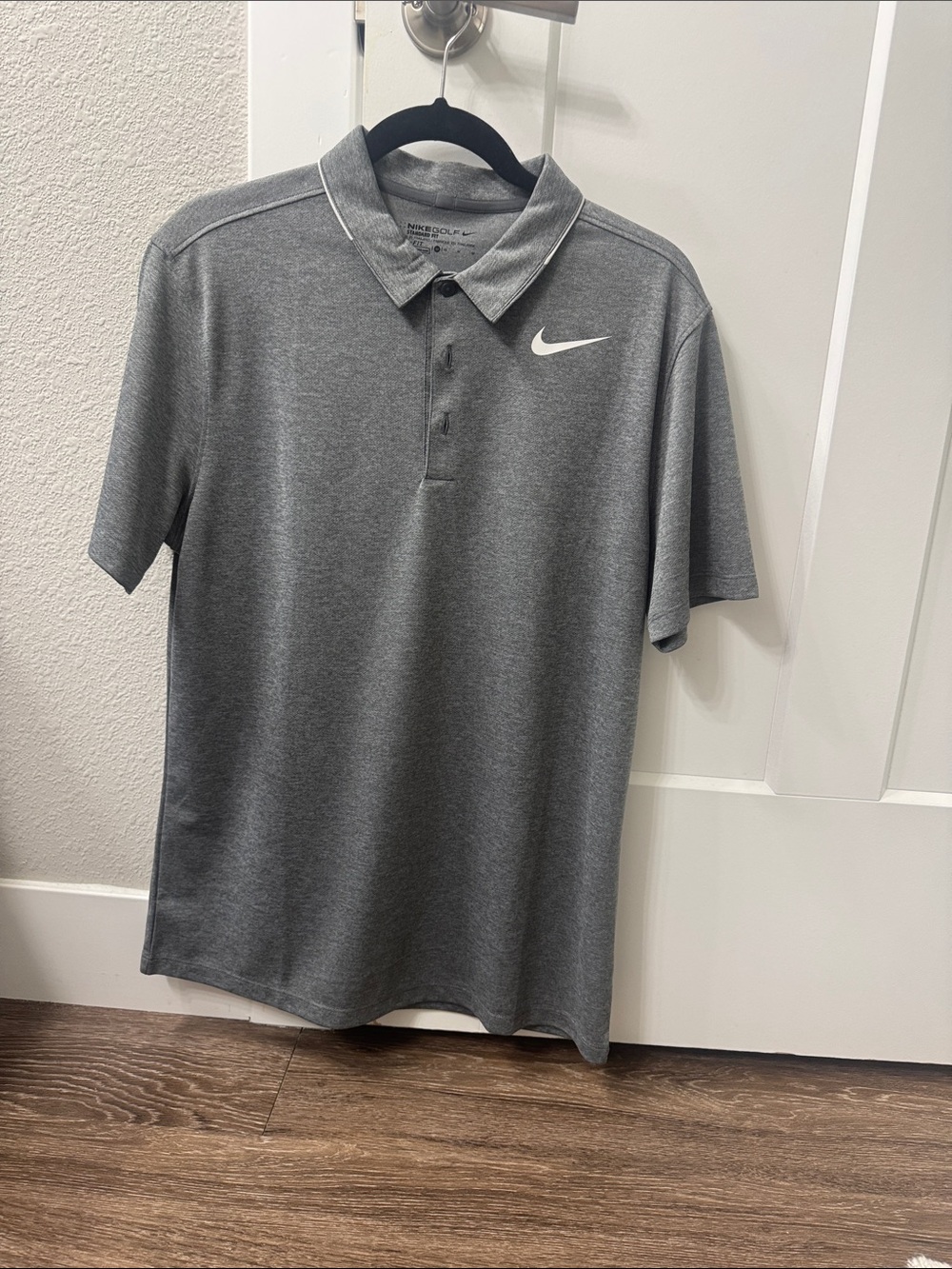 Nike Golf Dri Fit Men’s Gray Polo Shirt with White Swoosh